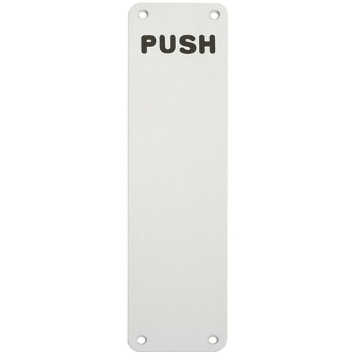 Push Engraved Door Finger Plate 300 x 75mm Satin Anodised Aluminium Loops