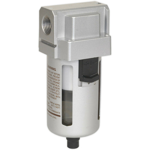 High Flow Workshop Air Supply Filter - 1/" BSP - 135cfm Max Airflow - Auto Drain Loops