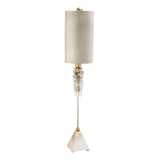 Table Lamp Pyramid Shape Sculpted with Crystal Cluster. Putty Patina LED E27 60W Loops