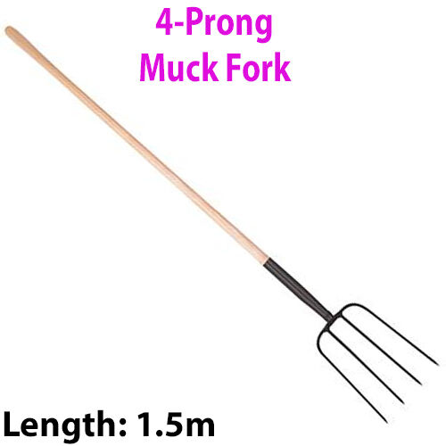 Heavy Duty 1500mm Muck 4 Prong Fork Digging Plant Garden Landscaping Hay Tool Loops