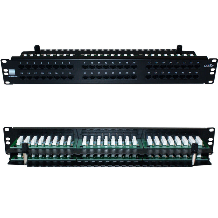 QUALITY AT 48 Port Way CAT5e Ethernet Patch Panel 2U 19" Rack Mount RJ45 Networ Loops
