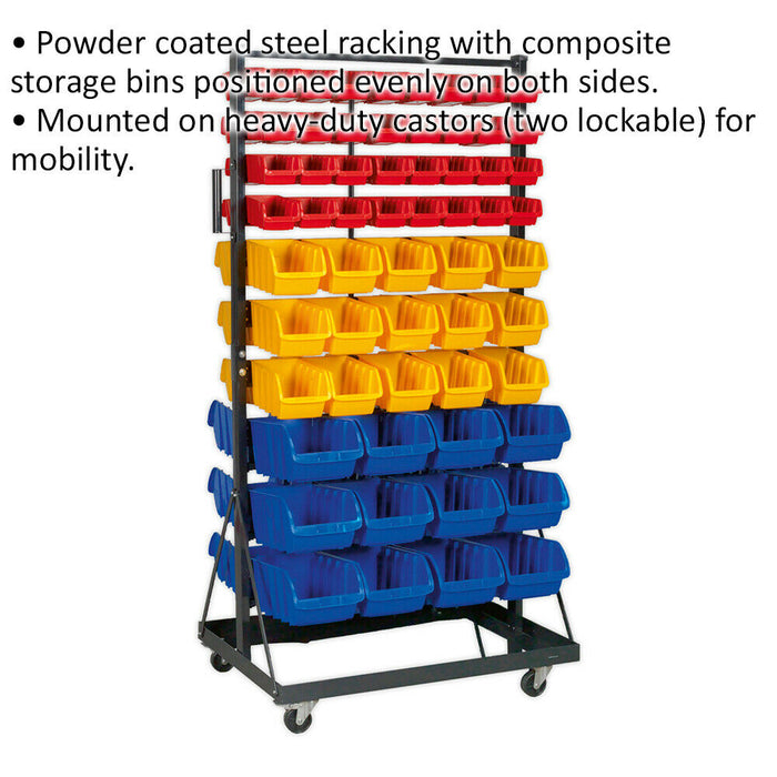 118 Tray / Bin Mobile Parts Storage Rack - Garage & Warehouse Parts Picking Unit Loops