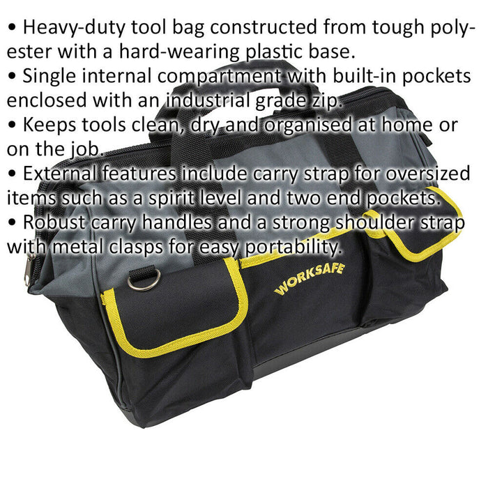 440 x 260 x 300mm STRONG Tool Bag - 16 Pocket Heavy Duty Plastic Base Storage Loops