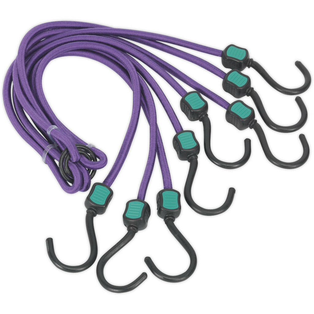 Loops - 2 Piece 760mm Bungee Cord Set - Nylon Coated Steel Hooks - 1700mm Stretch