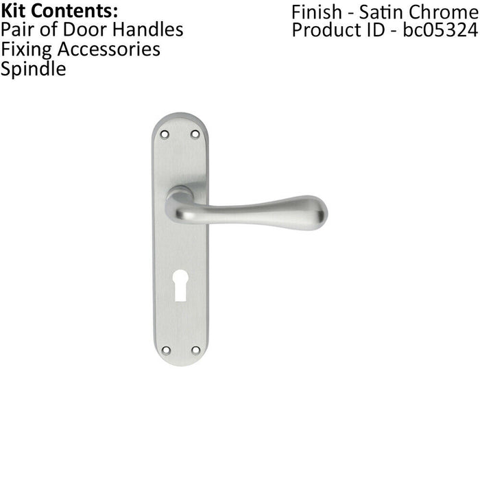 PAIR Smooth Round Bar Handle on Lock Backplate 185 x 40mm Satin Chrome Loops