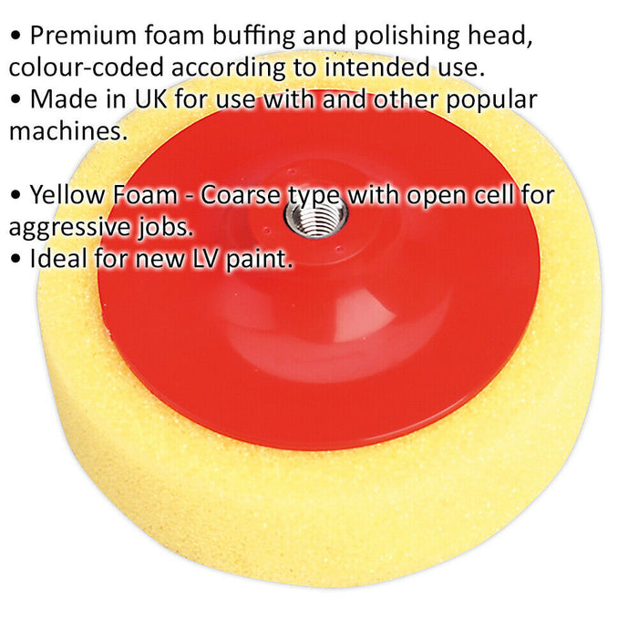 Buffing & Polishing Foam Head - 150 x 50mm - M14 x 2mm Thread - Coarse Loops