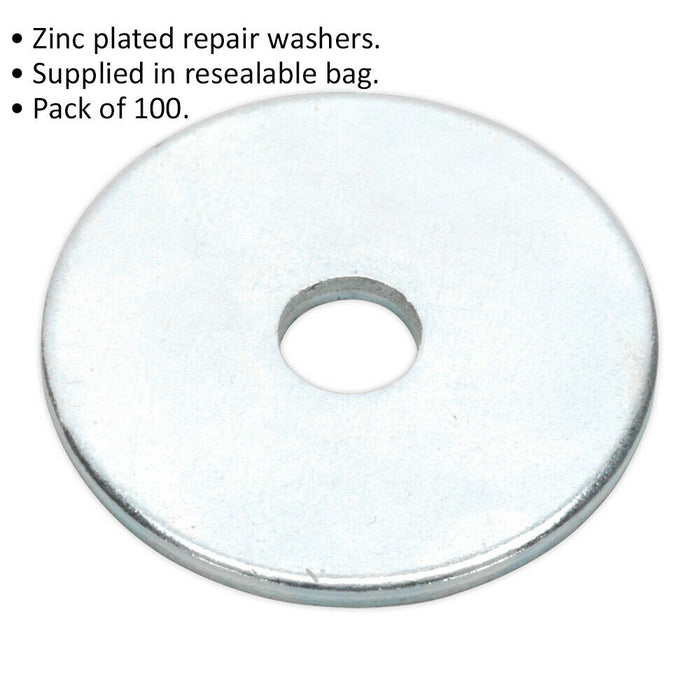100 PACK - Zinc Plated Repair Washer - M5 x 19mm - Metric - Metal Spacer Loops