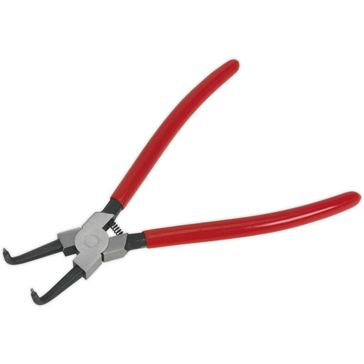 230mm Bent Nose Internal Circlip Pliers - Spring Loaded Jaws - Non-Slip Tips Loops