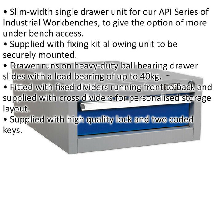 Single Slim Drawer Unit - Suits ys02557 ys02560 & ys02562 Industrial Workbenches Loops