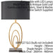 Modern Table Lamp Light Gold Loop Ring & Black Marble Square Base Round Shade Loops