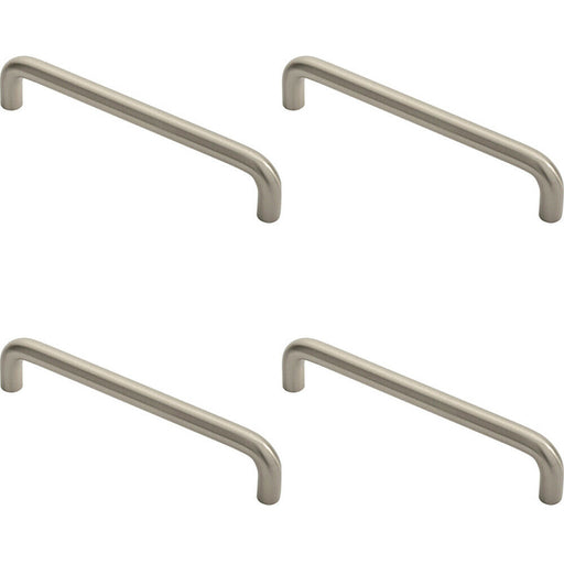4x Round D Bar Cabinet Pull Handle 138 x 10mm 128mm Fixing Centres Satin Nickel Loops