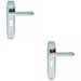 2x PAIR Line Detailed Handle on Euro Lock Backplate 205 x 45mm Polished Chrome Loops