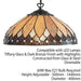 Tiffany Glass Hanging Ceiling Pendant Light Dark Bronze 400mm Lamp Shade i00085 Loops