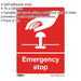 10x EMERGENCY STOP Health & Safety Sign - Self Adhesive 75 x 100mm Sticker Loops