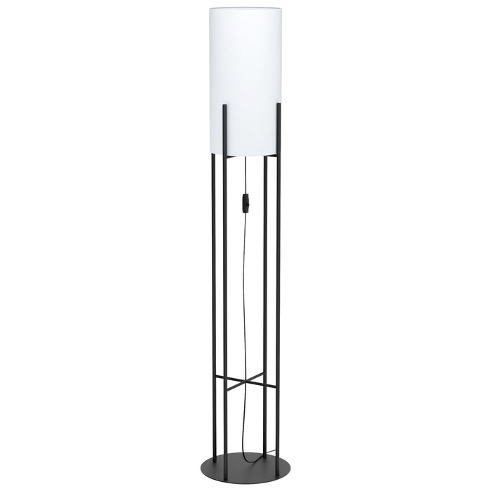 Standing Floor Lamp Light Black & White Fabric 1 x 60W E27 Bulb Living Room Loops