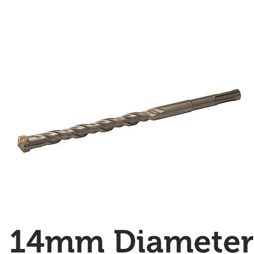 14mm x 210mm SDS Plus Crosshead Masonry Drill Bit Tungsten 4 Point Cutting Head Loops