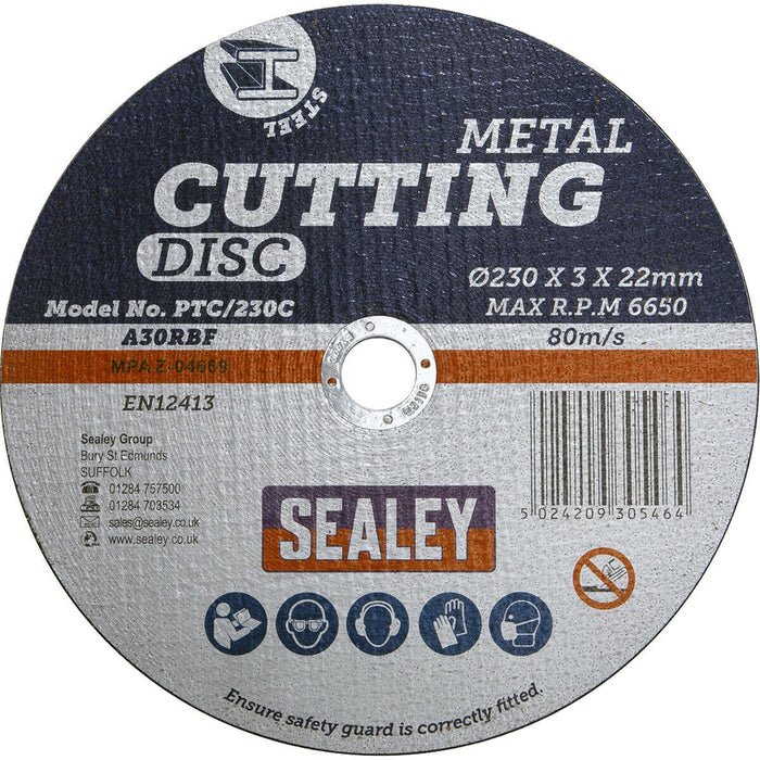 230 x 3mm Flat Metal Cutting Disc - 22mm Bore - Heavy Duty Angle Grinder Disc Loops