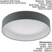 Flush Ceiling Light Colour White Shade Anthracite Fabric Bulb LED 24W Included Loops