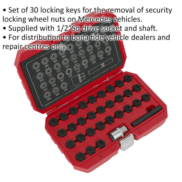 32pc Locking Wheel Nut Key Set - DEALERS & REPAIR CENTRES ONLY - For Mercedes Loops