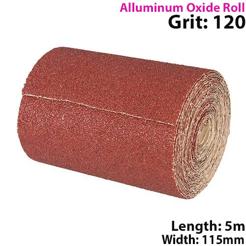 5m 120 Grit Aluminium Oxide Sand Paper Rolls Long Life Sanding Grinding Sheet Loops