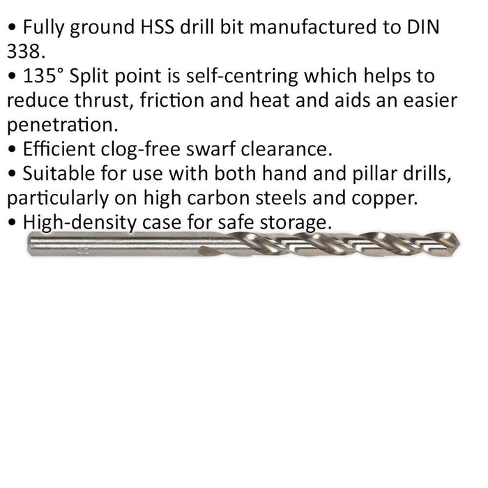 10 PACK 9 x 125mm Fully Ground HSS Drill Bit - High Speed Clog Free Drill Bit Loops