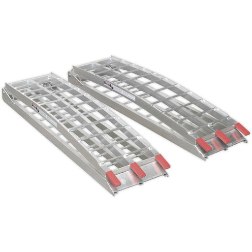 PAIR Aluminium Loading Ramps - 680kg Capacity Per Pair - Folding Design Loops