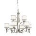 9Chandelier LIght WHITE ORGANAZA Shade Antique Pewter LED E14 60W Loops