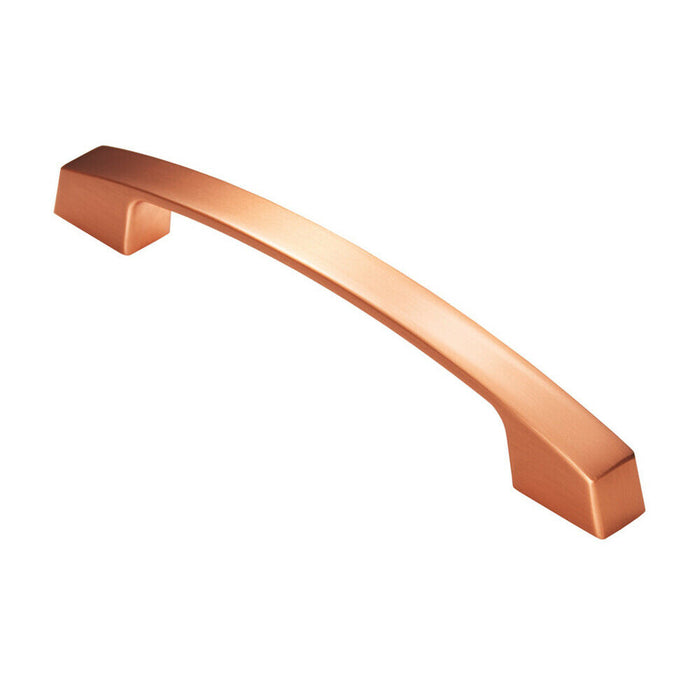 Curved Flat Faced Cupboard Pull Handle 160mm Fixing Centres Satin Copper Loops