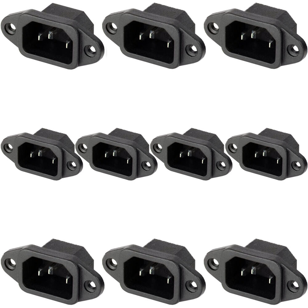 10x IEC C14 Power Socket 10A Screw In PCB Inlet Panel Chassis Mount Co ...
