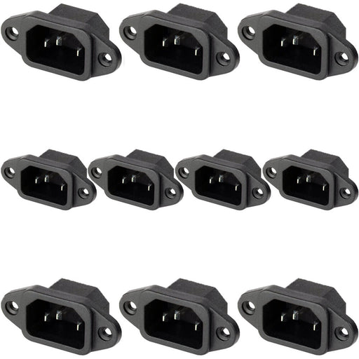 10x IEC C14 Power Socket 10A Screw In PCB Inlet Panel Chassis Mount Connector Loops