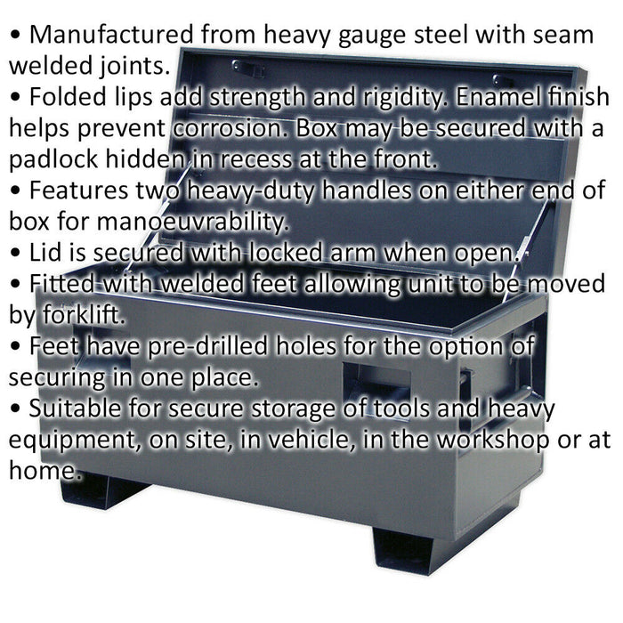 Heavy Duty Steel Truck Box - 1065 x 510 x 595mm - Recessed Handles - Locking Loops