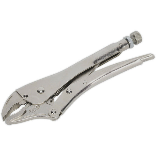 230mm Locking Pliers - Curved Deeply Serrated 45mm Jaws - Hardened Teeth Loops