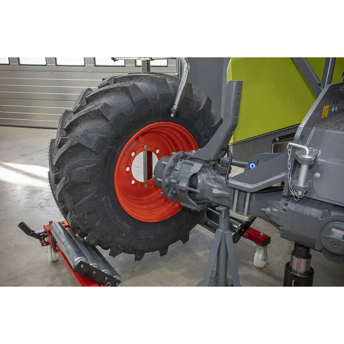 1200kg Wheel Removal Trolley - Adjustable Rollers - Hydraulic Foot Pedal Loops