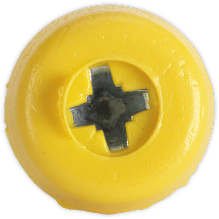 50 PACK 4.8 x 24mm Yellow Numberplate Screw - Plastic Enclosed Head Fixings Loops