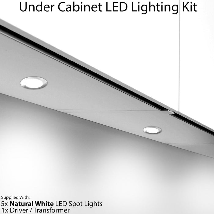 5x 2.6W LED Kitchen Cabinet Spot Light & Driver Flush Chrome Natural Cool White Loops