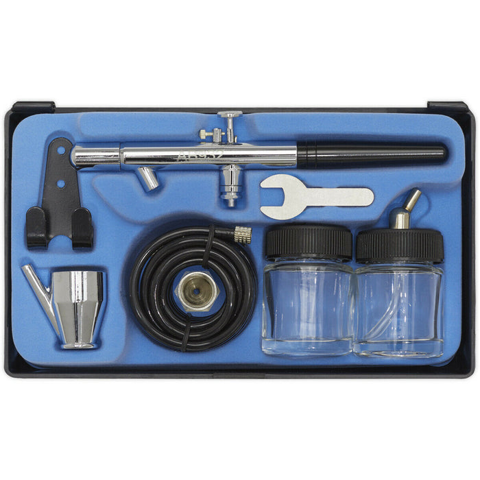Air Brush Kit - 0.35mm Nozzle - Suction & Thimble Feed - With Accessories Loops