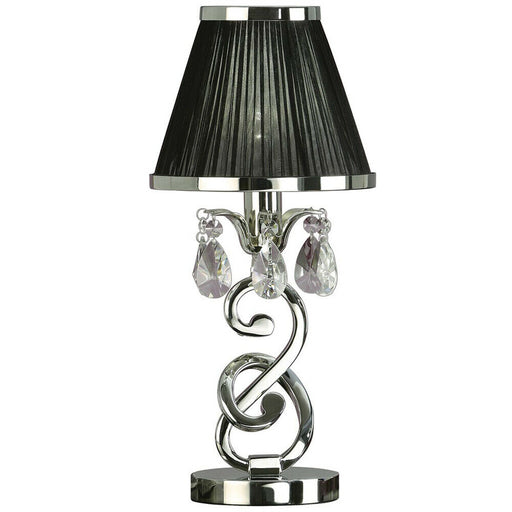 Esher Luxury Small Table Lamp Nickel Crystal Black Shade Traditional Bulb Holder Loops