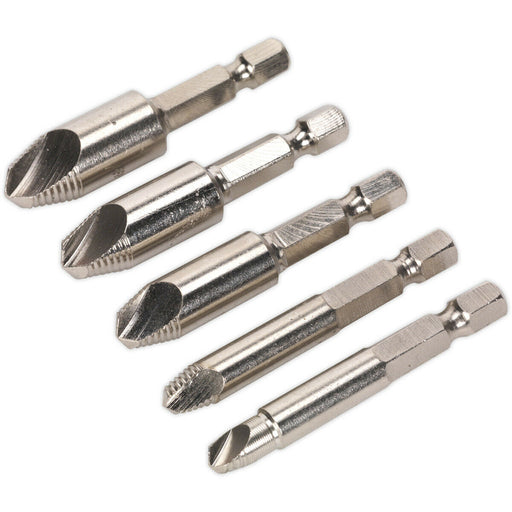 5 Piece HSS Screw Extractor Set - 5 Sizes #0 to #4 - Extracts 6mm to 14mm Screws Loops