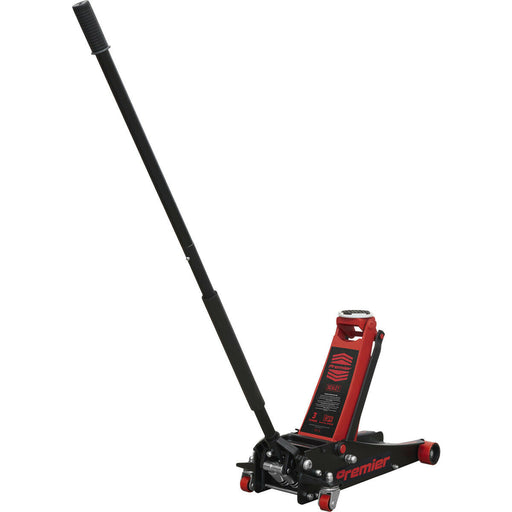 Twin Piston Hydraulic Trolley Jack - 3000kg Capacity - 533mm Max Height - Red Loops