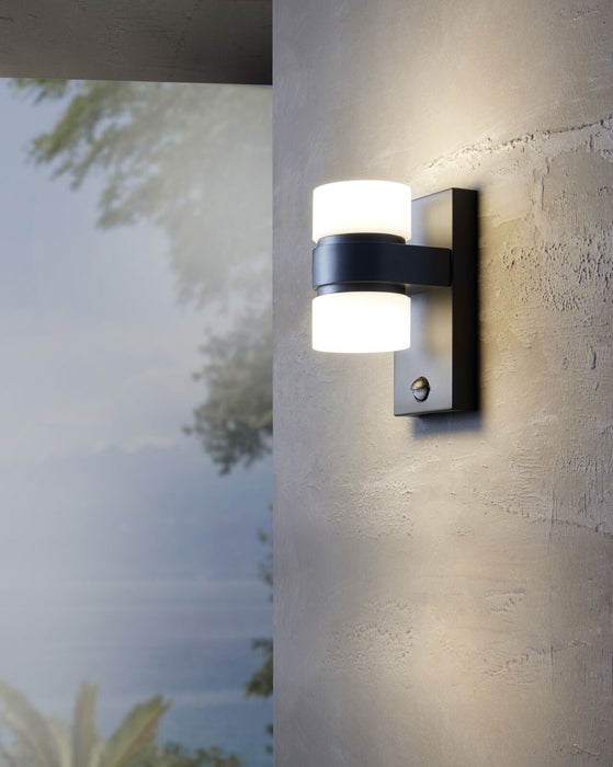 IP44 Outdoor Wall Light & PIR Sensor Anthracite Aluminium 6W Built in LED Loops