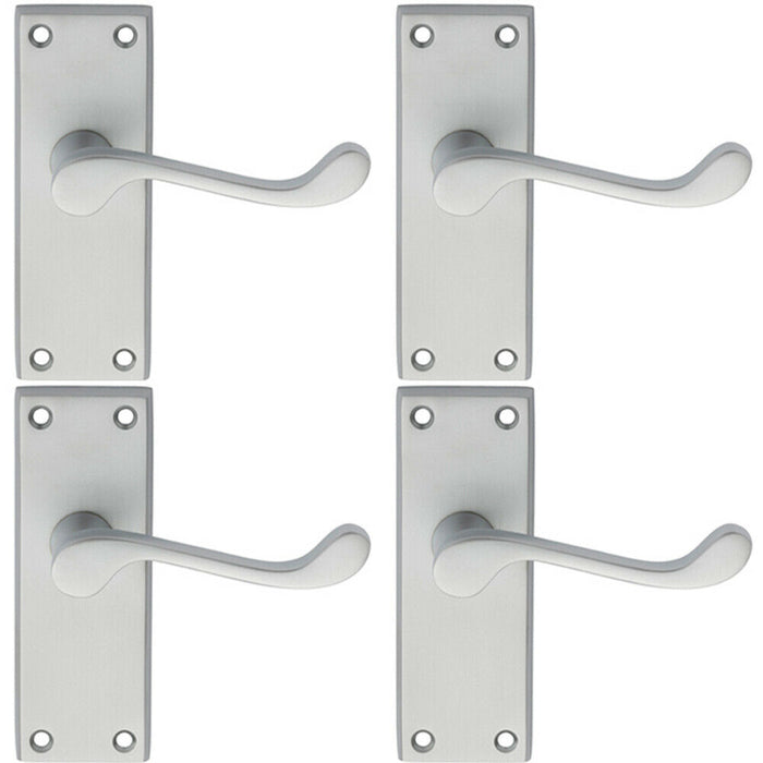 4x PAIR Victorian Scroll Lever on Short Latch Backplate 118 x 43mm Satin Chrome Loops