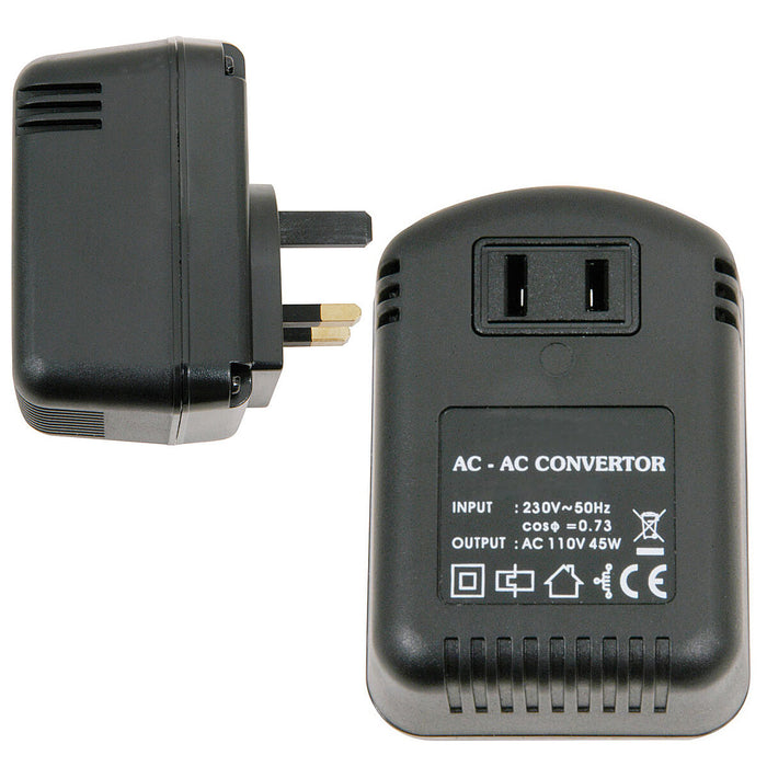 UK Plug to US Socket Voltage Step Down Converter *230V 110V 45W* Mains Adapter Loops