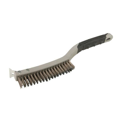 Hand Wire Brush Stainless Steel with Scraper 3 Row Rust Paint Remover Loops