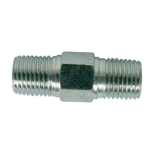 Air Line Equal Union Connector 6mm (1/4" Inch) BSPT 40mm Length Zinc Plated Loops