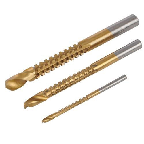 3 Piece Drill Bit Saw Set 3mm 6mm & 8mm Hole File Reamer Router Loops