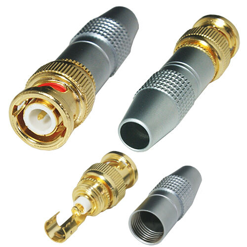 PRO GOLD BNC Male Solder Connector RF Coaxial Cable CCTV DVR Video Antenna Plug Loops
