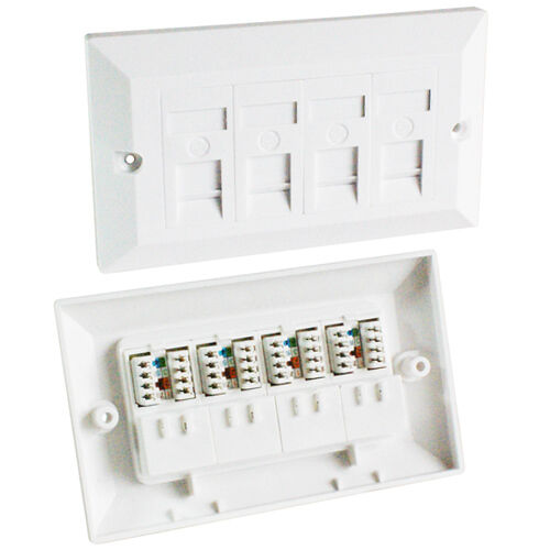 3x Quad CAT5e Data Wall Outlet Face Plate 4 Port RJ45 Ethernet Network Socket Loops