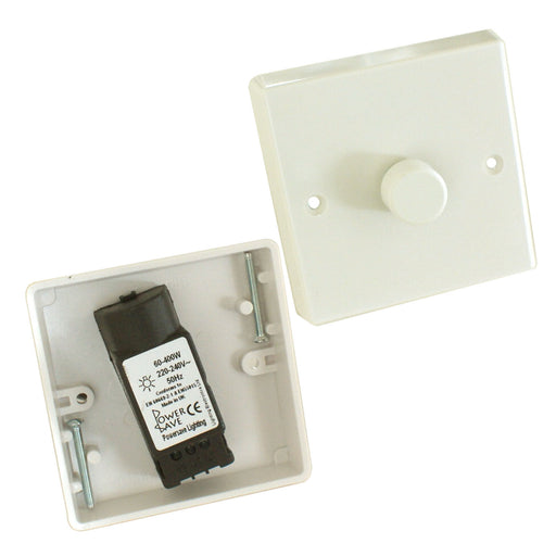 Single White Wall Light Dimmer Switch 400W 2 Way 1 Gang UK Outlet Loops