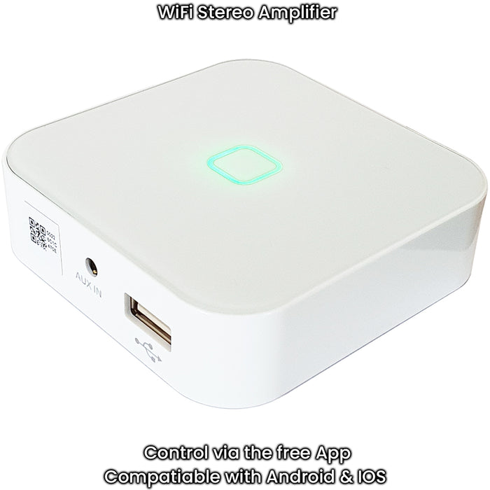 80W Mini WiFi Stereo Amplifier & 2x 60W 3” White Outdoor Wall Speaker System