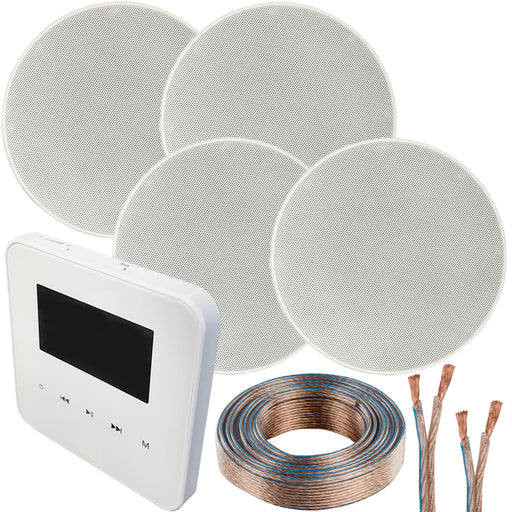 100W WiFi & Bluetooth Wall Mounted Amplifier & 4x 70W Slim Ceiling Speaker Kit
